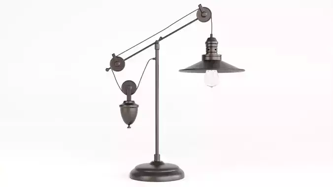  Black Pulley Table Lamp 3D Model 3D model