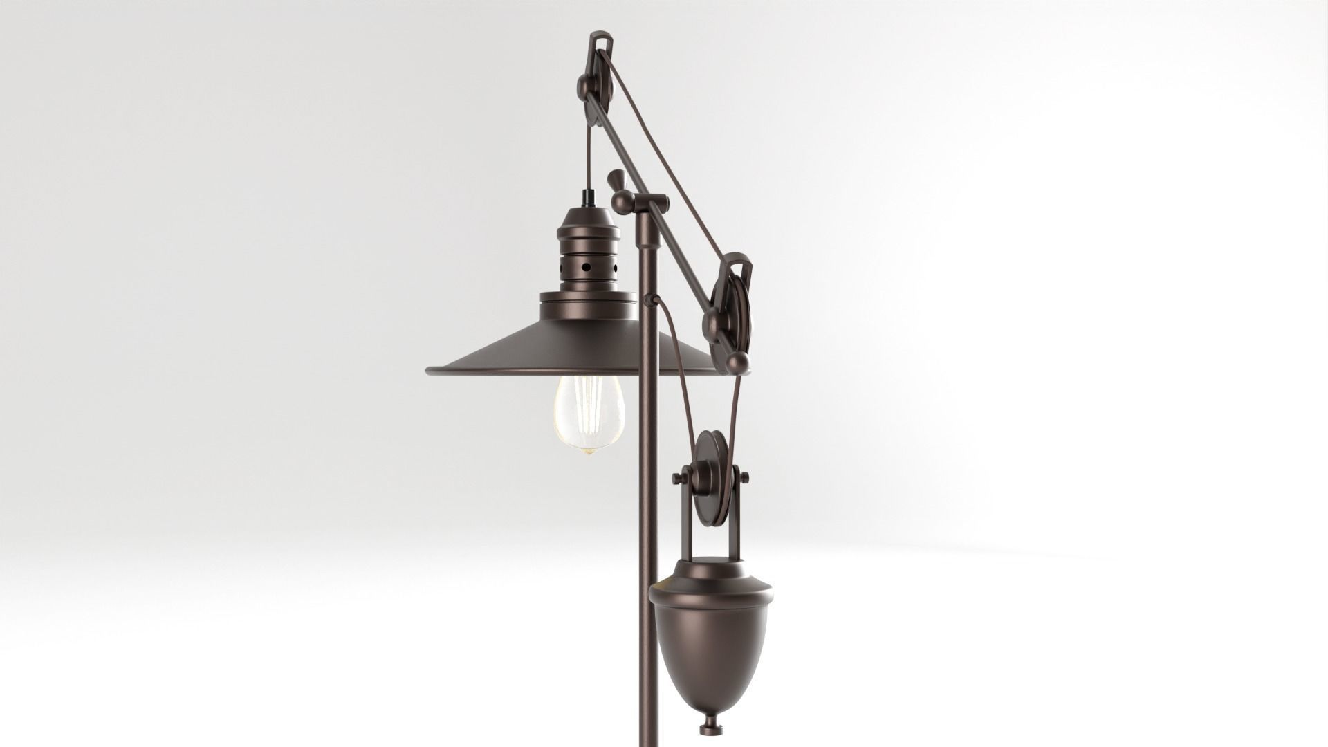 Black Pulley Table Lamp 3D Model 3D model_3