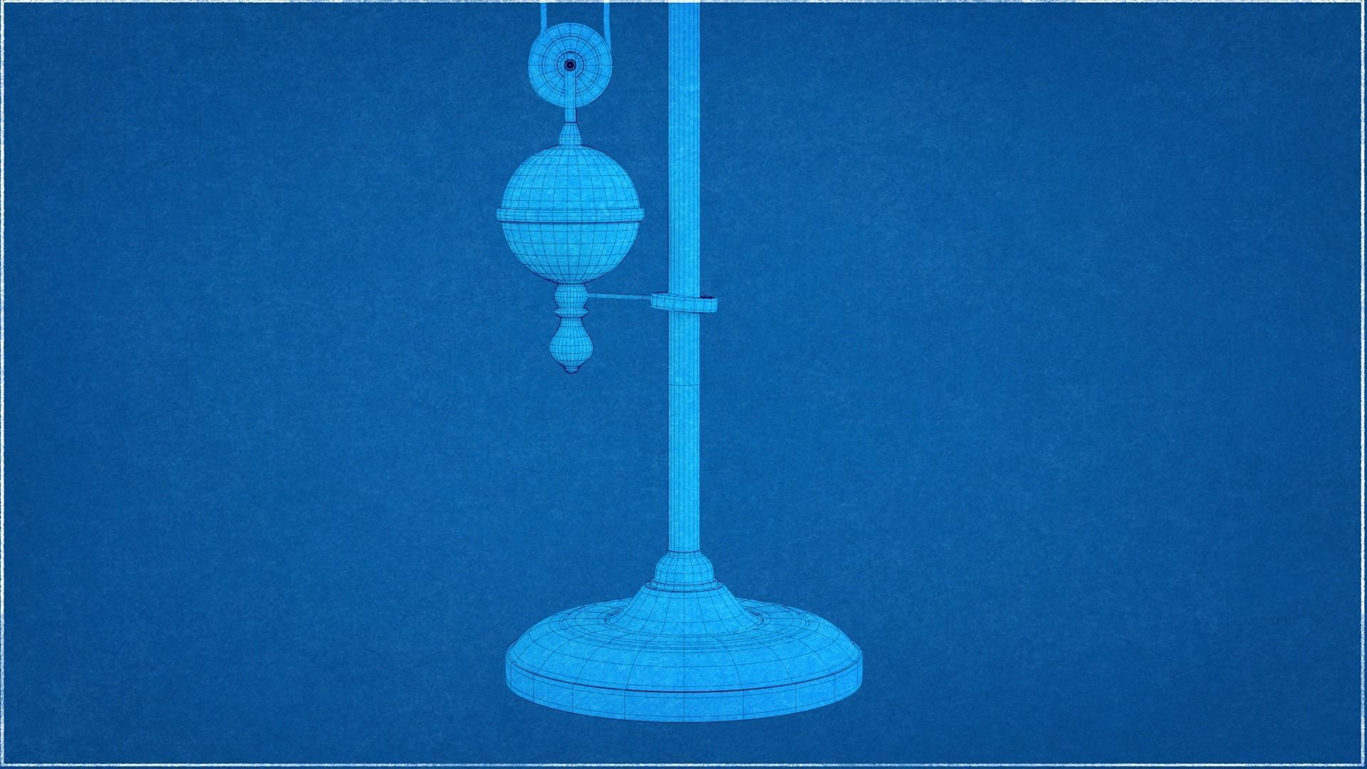 Industrial Table Lamp with Pulley System 3D Model 3D model_9