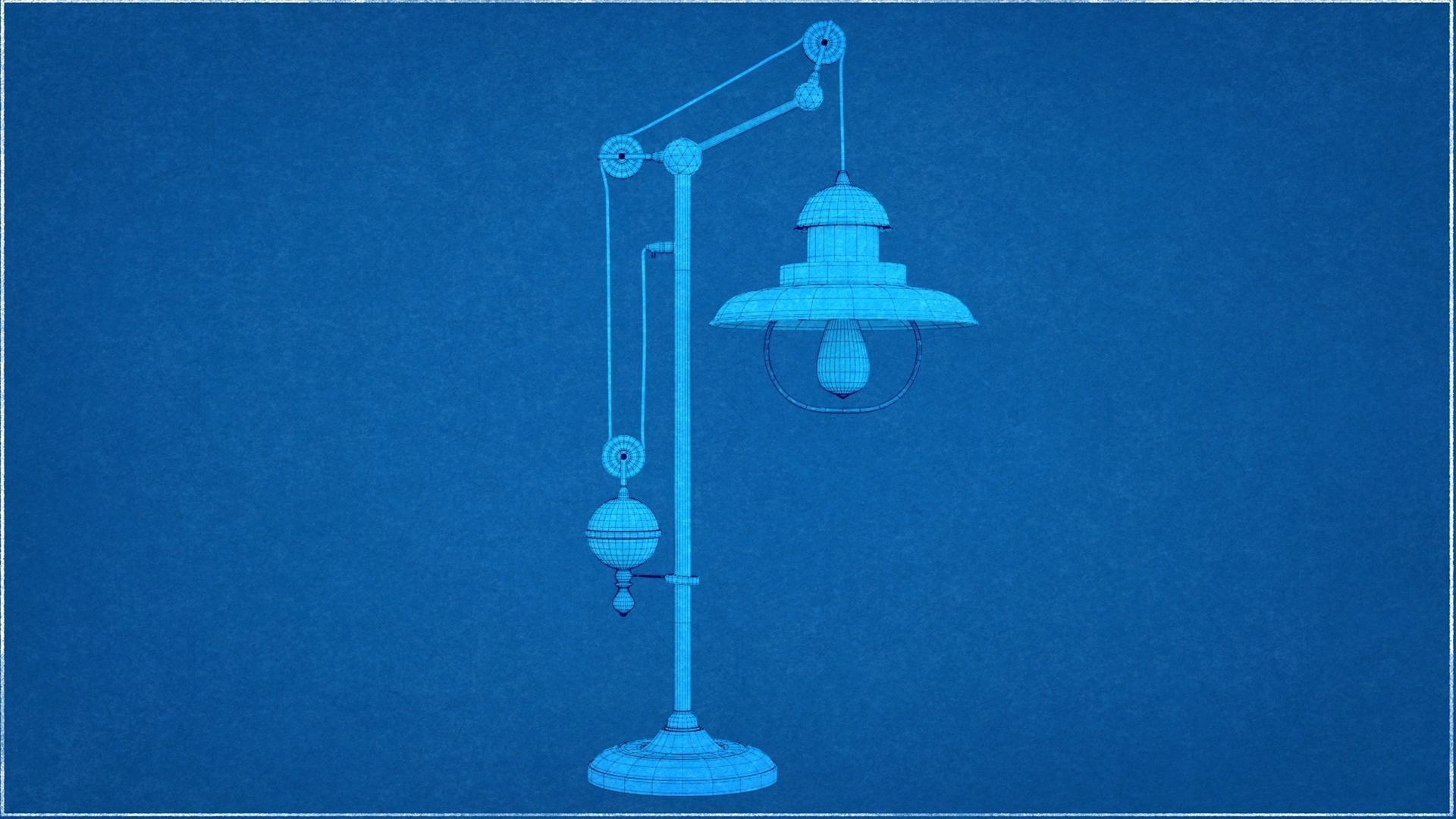 Industrial Table Lamp with Pulley System 3D Model 3D model_7