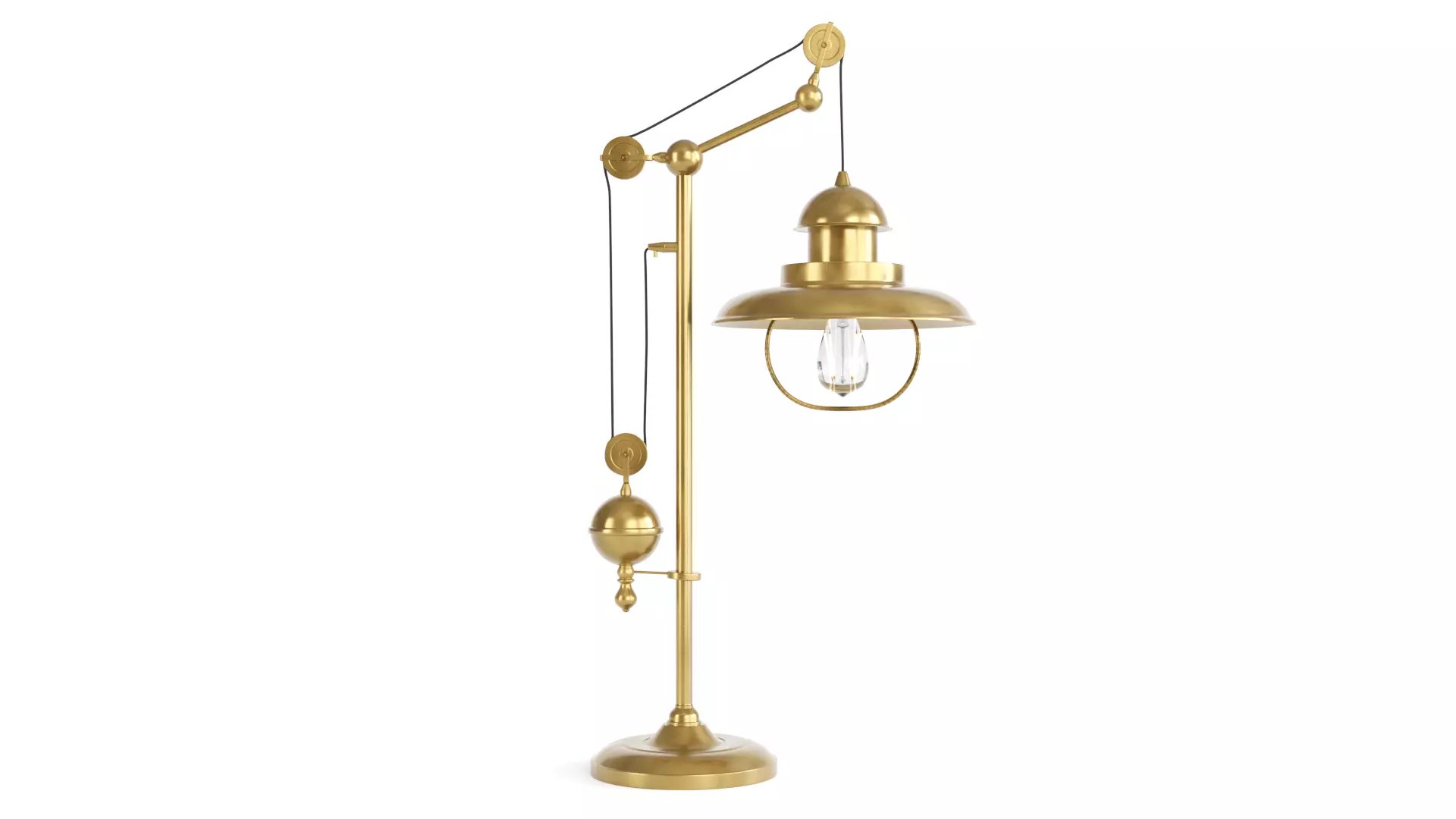Industrial Table Lamp with Pulley System 3D Model 3D model_0