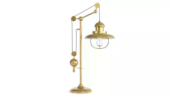 Industrial Table Lamp with Pulley System 3D Model 3D model