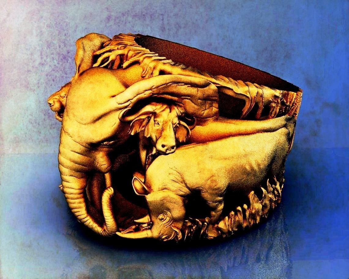 Big five animal ring 3D print model_7