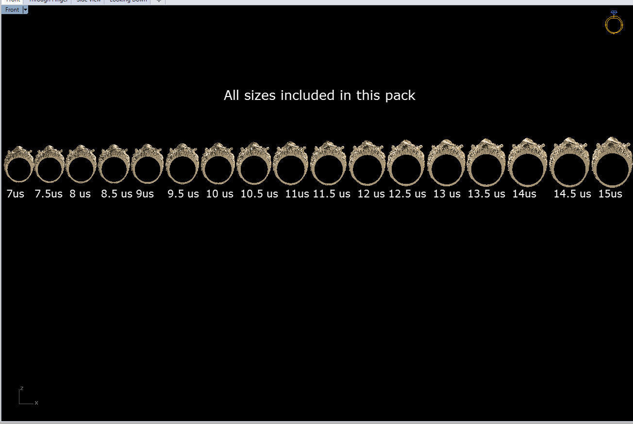 Big five animal ring 3D print model_5