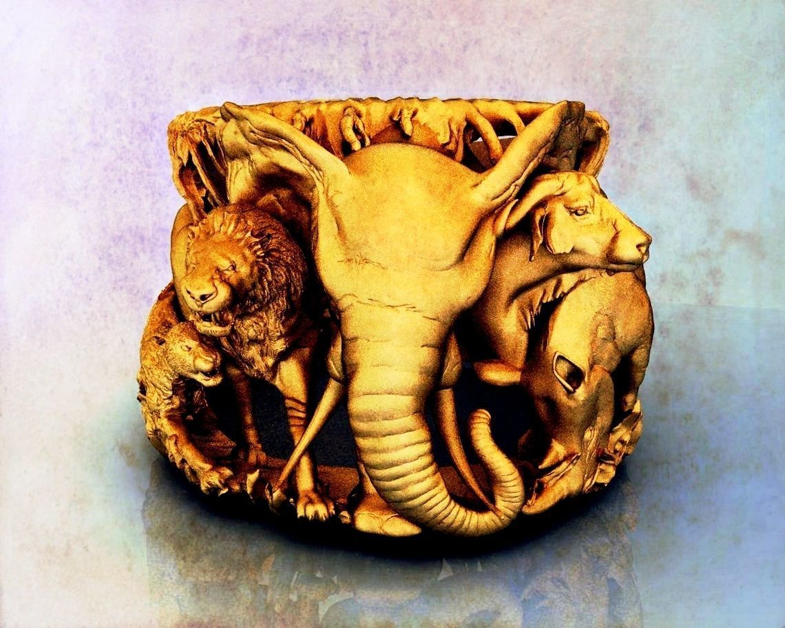 Big five animal ring 3D print model_6