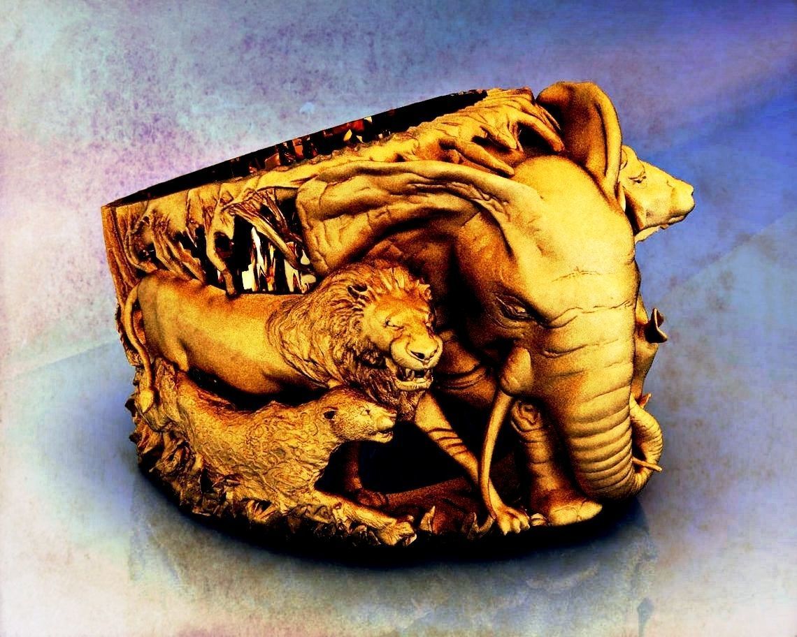 Big five animal ring 3D print model_11