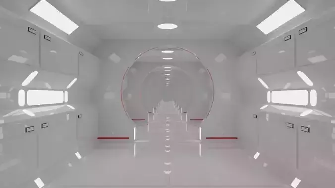 sci-fi corridor -Lab - 3D Model - game ready - Empty Low-poly 3D model