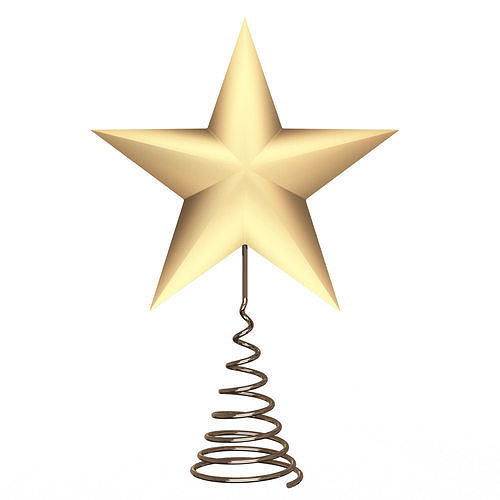 Gold Star Tree Topper Low-poly 3D model