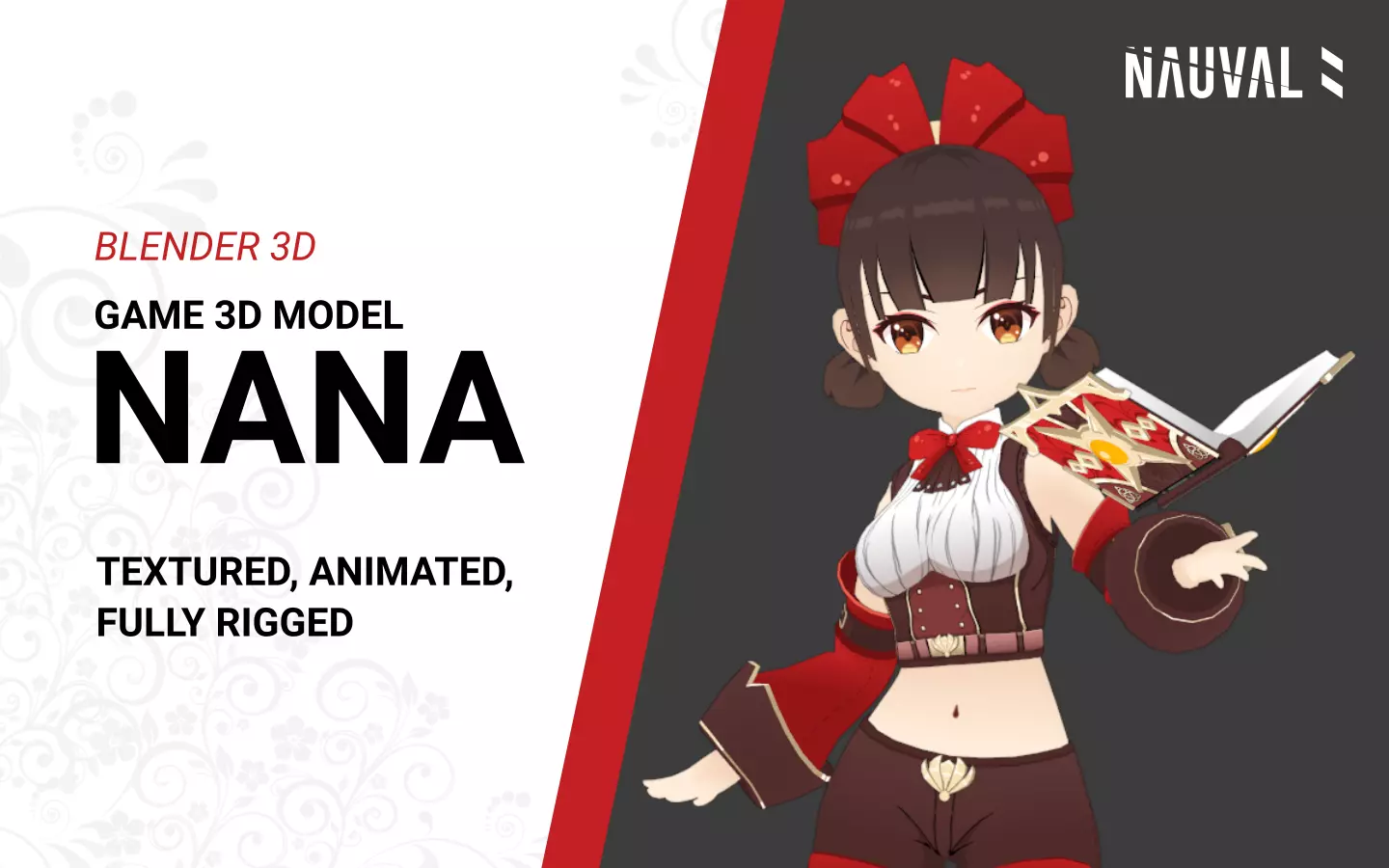 Nana - Anime Female Rigged Animated Low Poly Game Model Low-poly 3D model_0