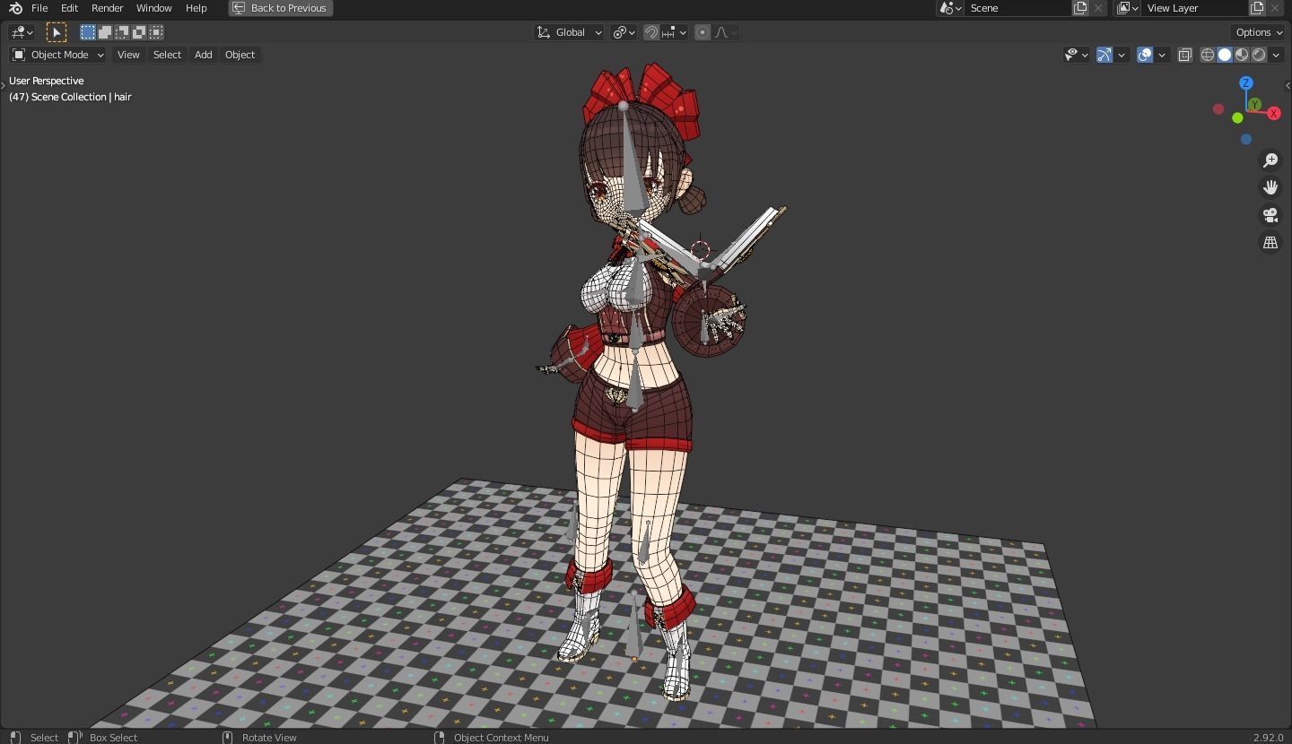 Nana - Anime Female Rigged Animated Low Poly Game Model Low-poly 3D model_4