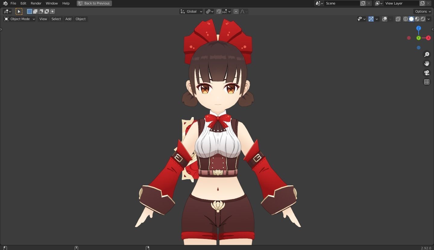 Nana - Anime Female Rigged Animated Low Poly Game Model Low-poly 3D model_2