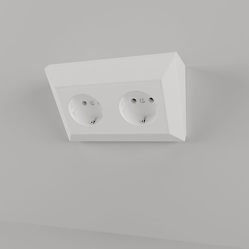 Socket block corner - 2 way - European standard 3D model