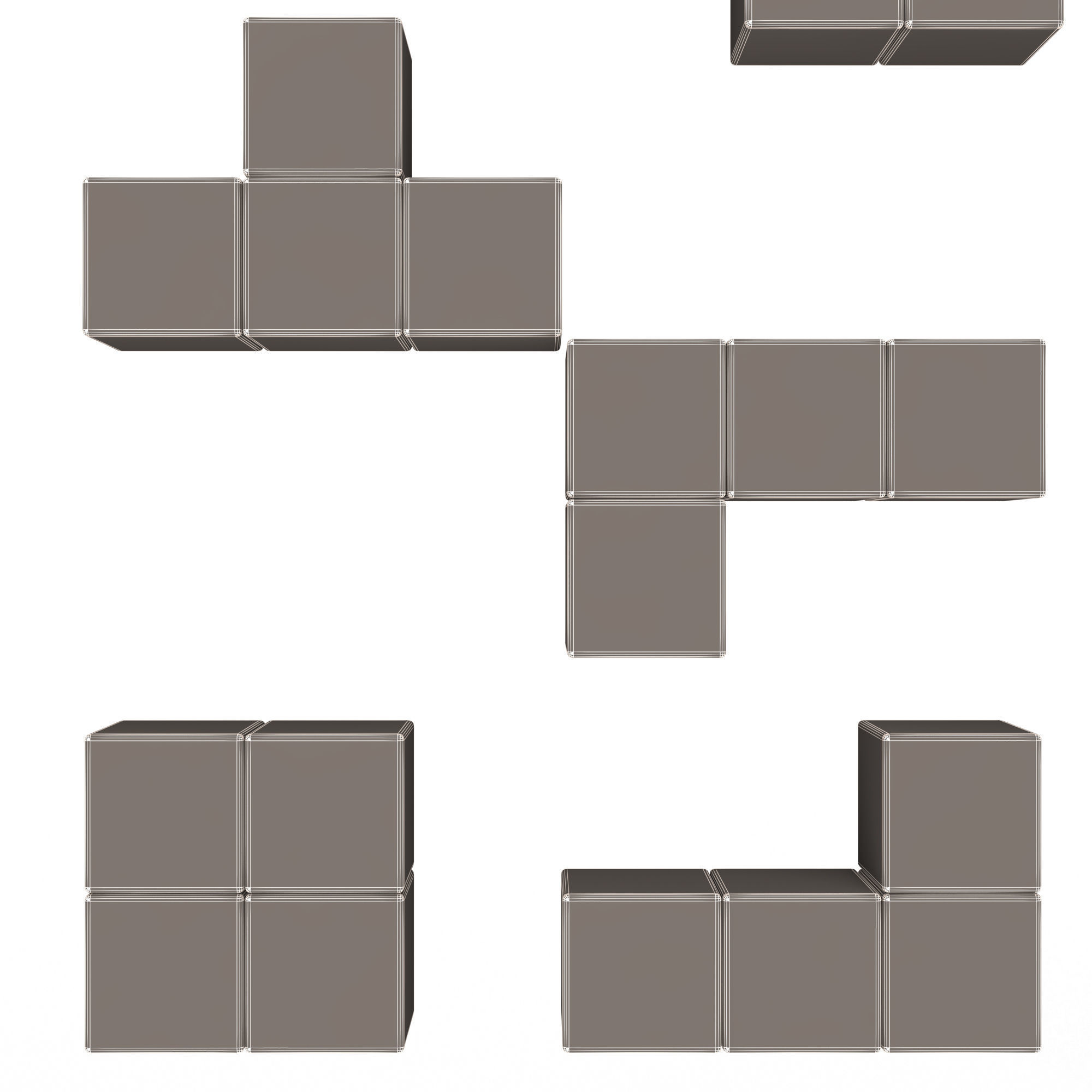 Tetris Bricks Set Low-poly 3D model_9