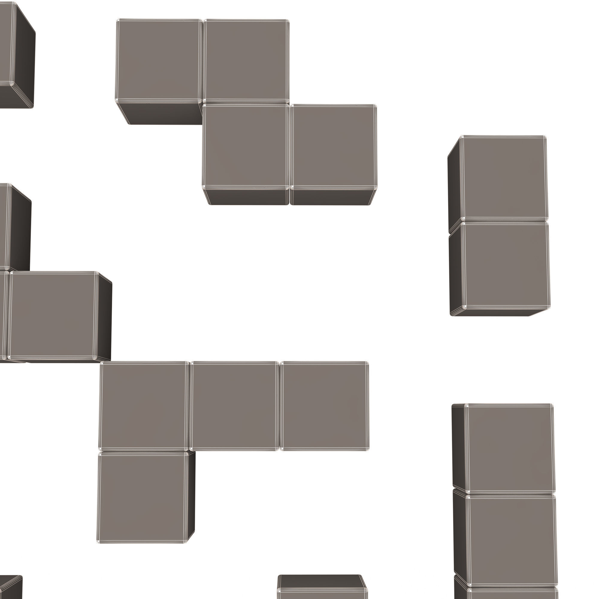 Tetris Bricks Set Low-poly 3D model_10