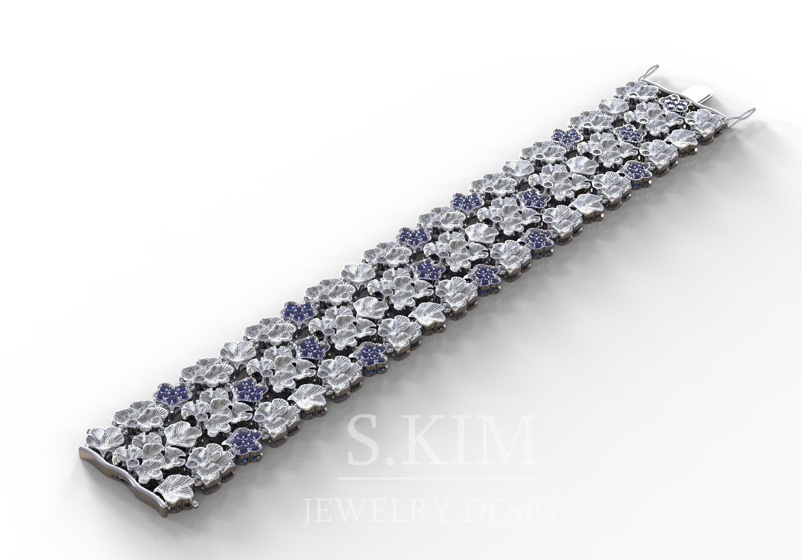 Leaves bracelet 3D print model_3