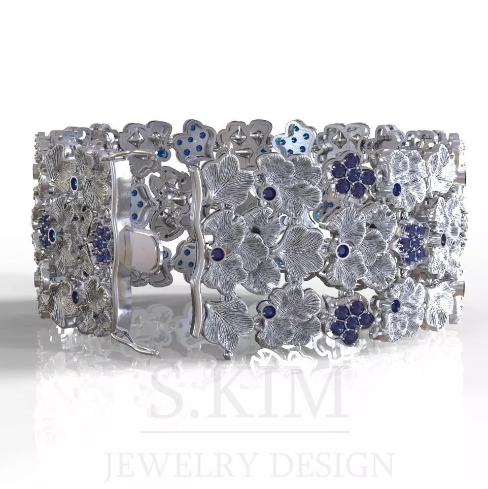 Leaves bracelet 3D print model_1