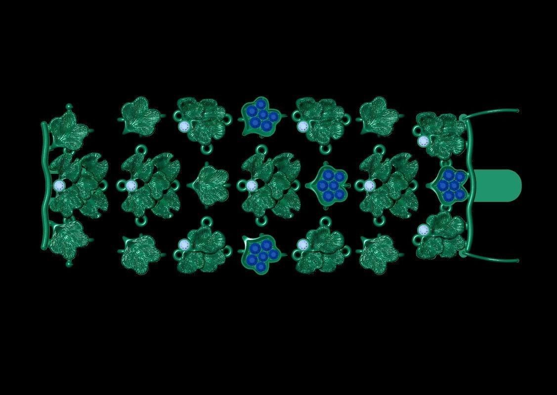Leaves bracelet 3D print model_7