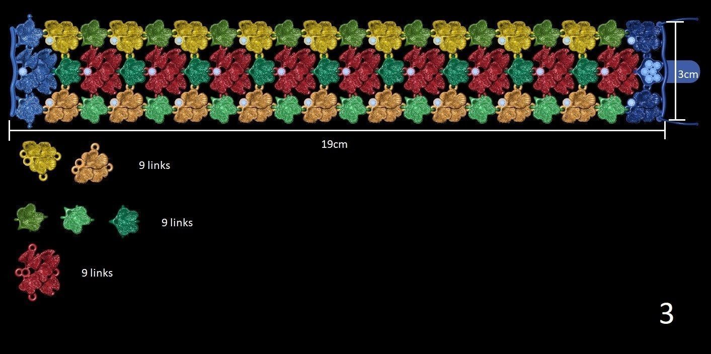 Leaves bracelet 3D print model_6