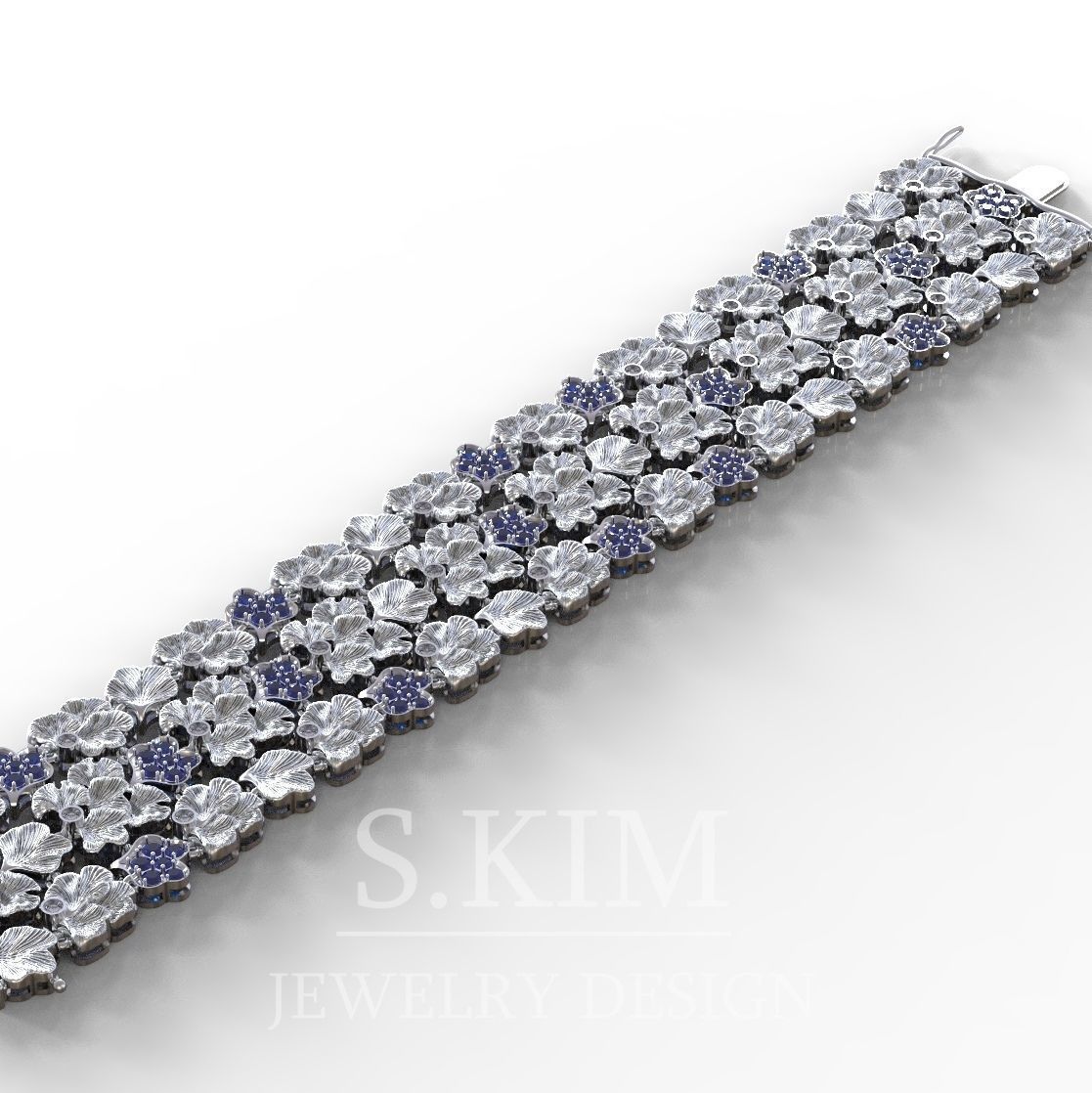 Leaves bracelet 3D print model_2