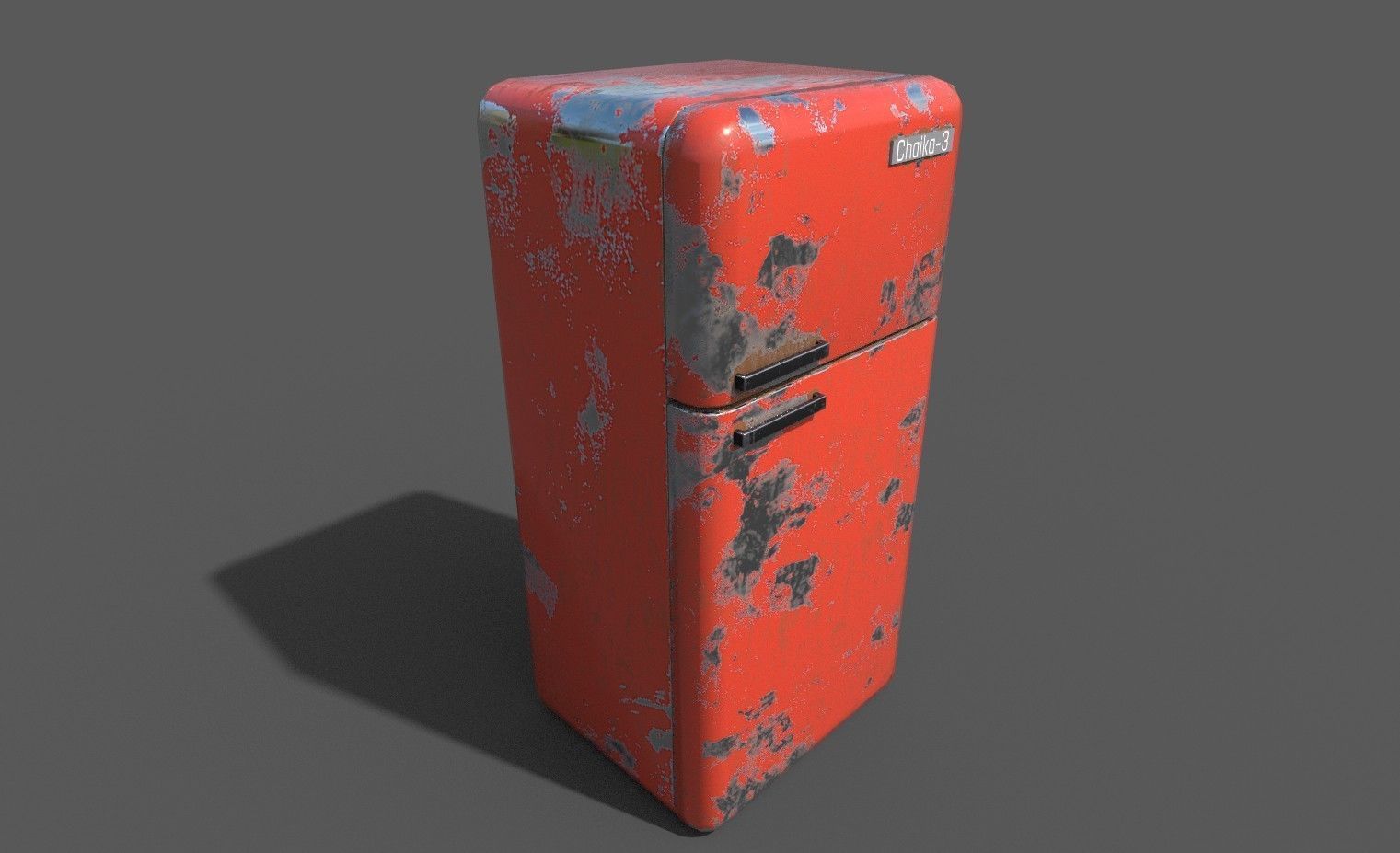 Game Ready Fridge rusty refrigerator Low-poly 3D model_2