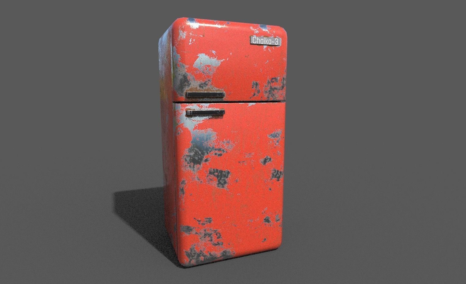 Game Ready Fridge rusty refrigerator Low-poly 3D model_1