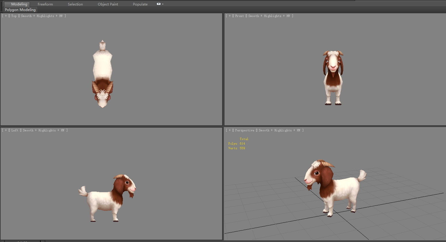 Cartoon goat - White sheep Low-poly 3D model_3