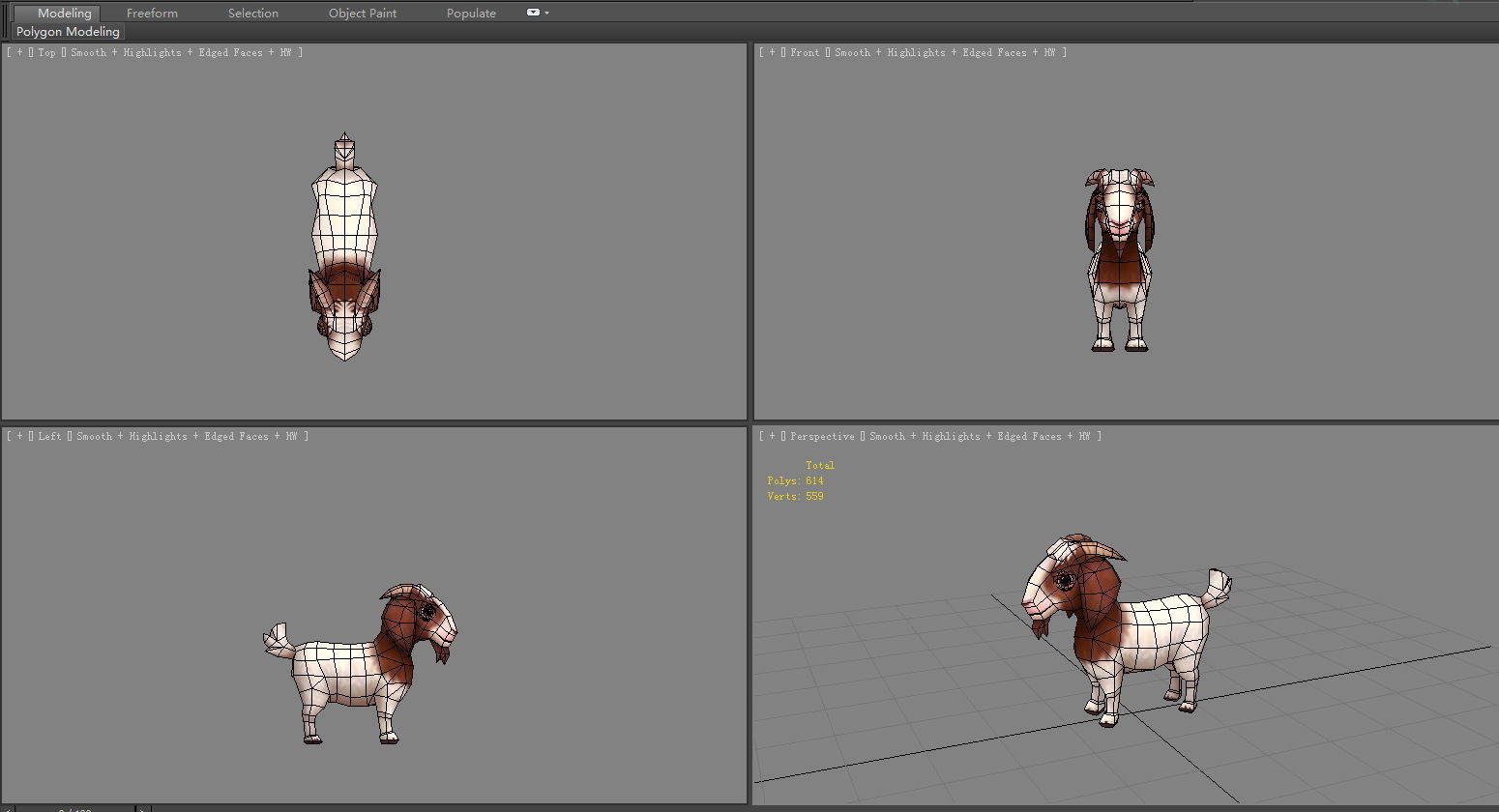 Cartoon goat - White sheep Low-poly 3D model_4