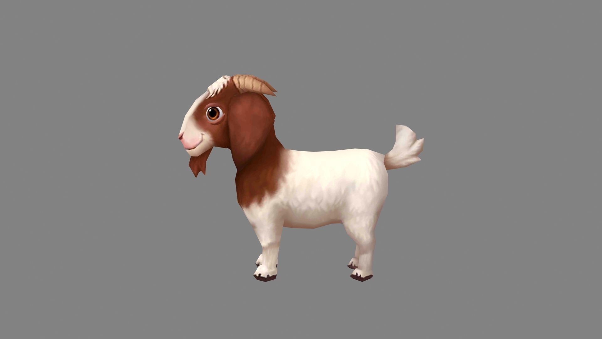 Cartoon goat - White sheep Low-poly 3D model_1
