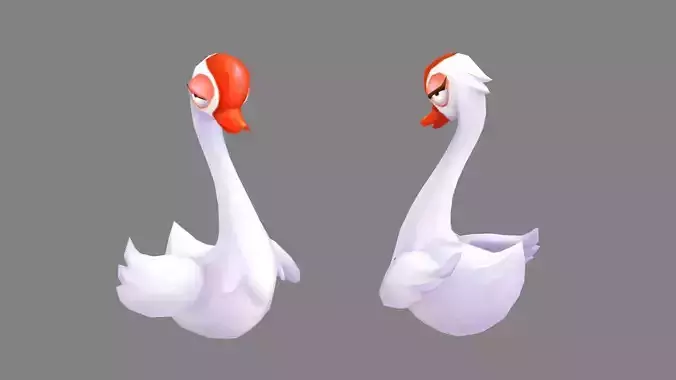 Cartoon white goose - proud white swan