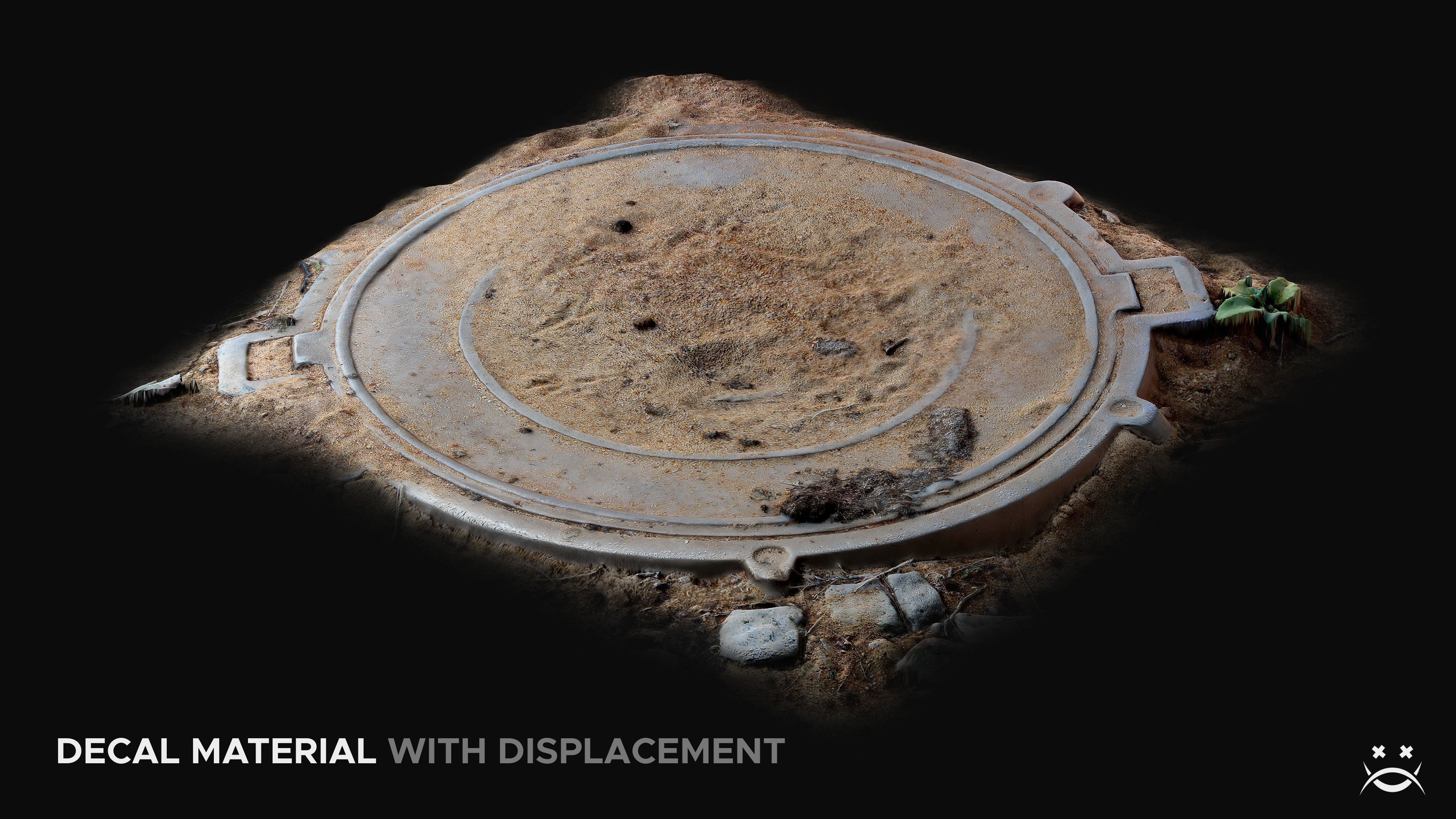 Sanded sewer hatch Low-poly 3D model_7