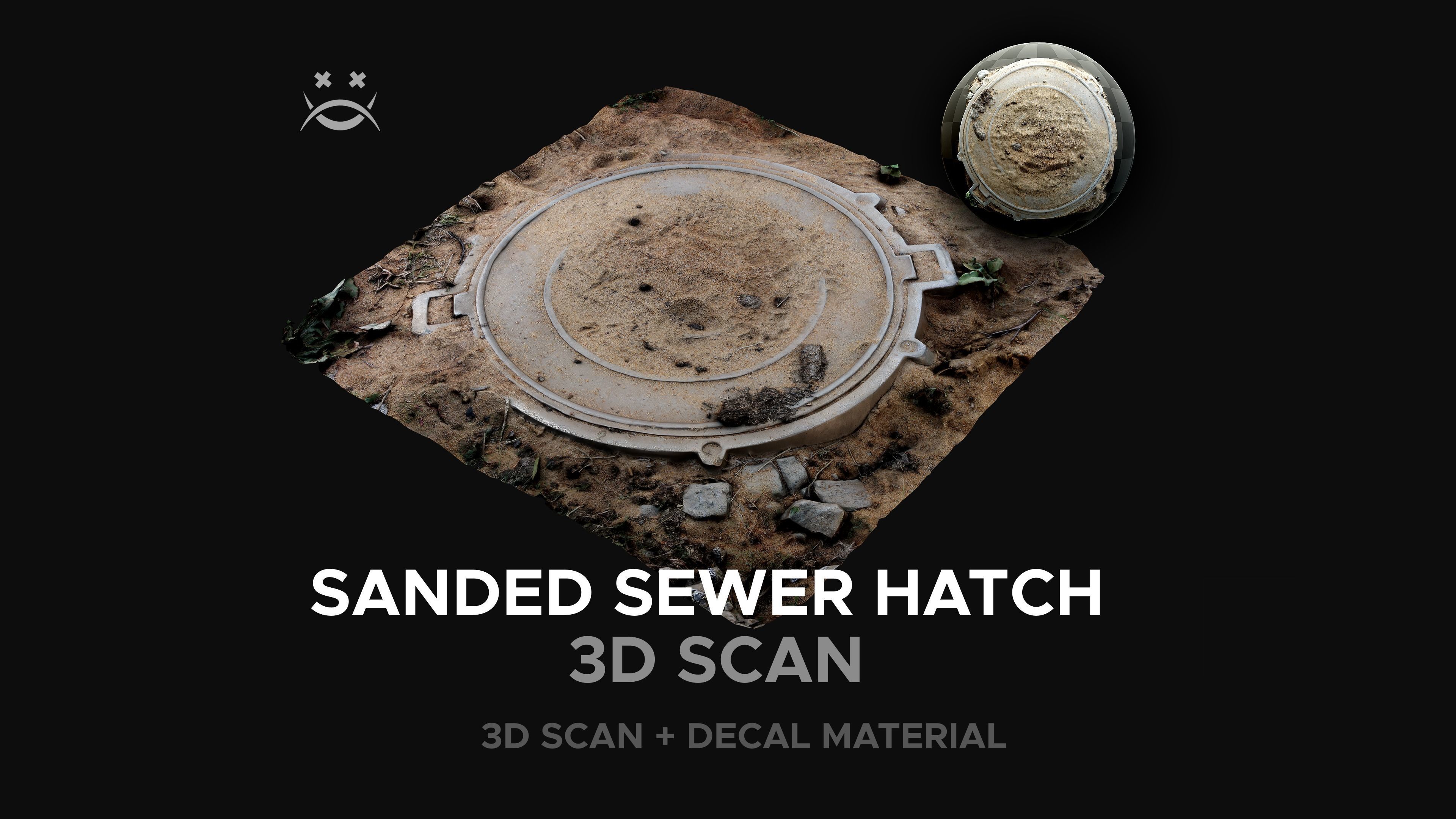 Sanded sewer hatch Low-poly 3D model_0