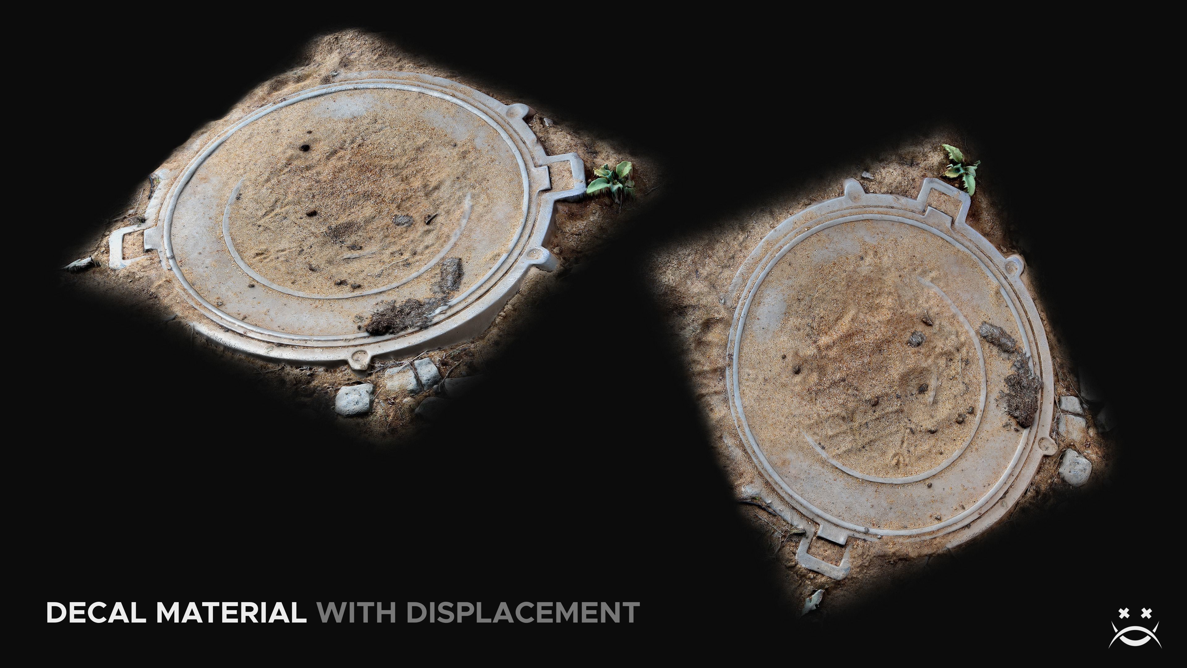 Sanded sewer hatch Low-poly 3D model_8