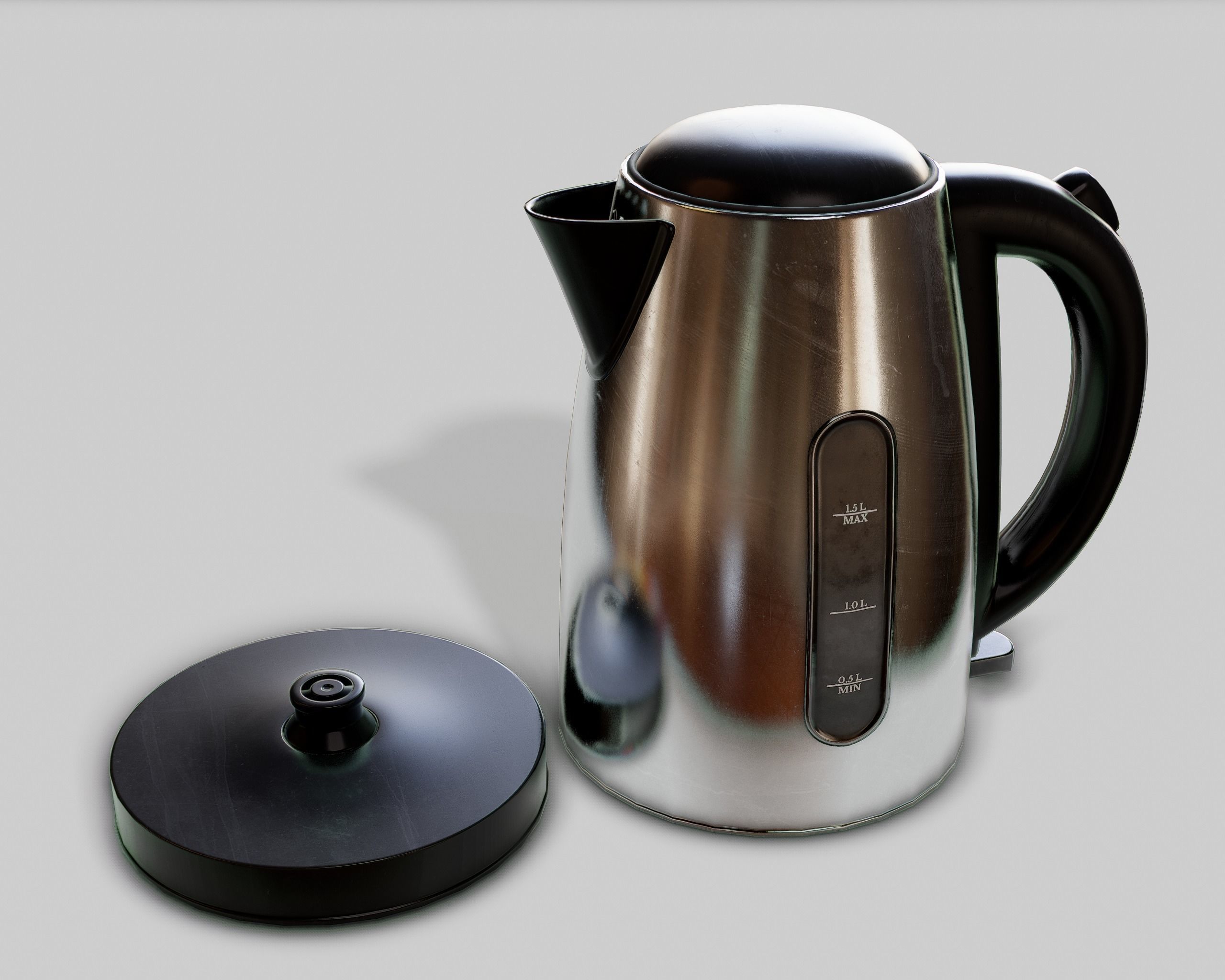 Game Ready Kettle stainless steel electric Low-poly 3D model_3