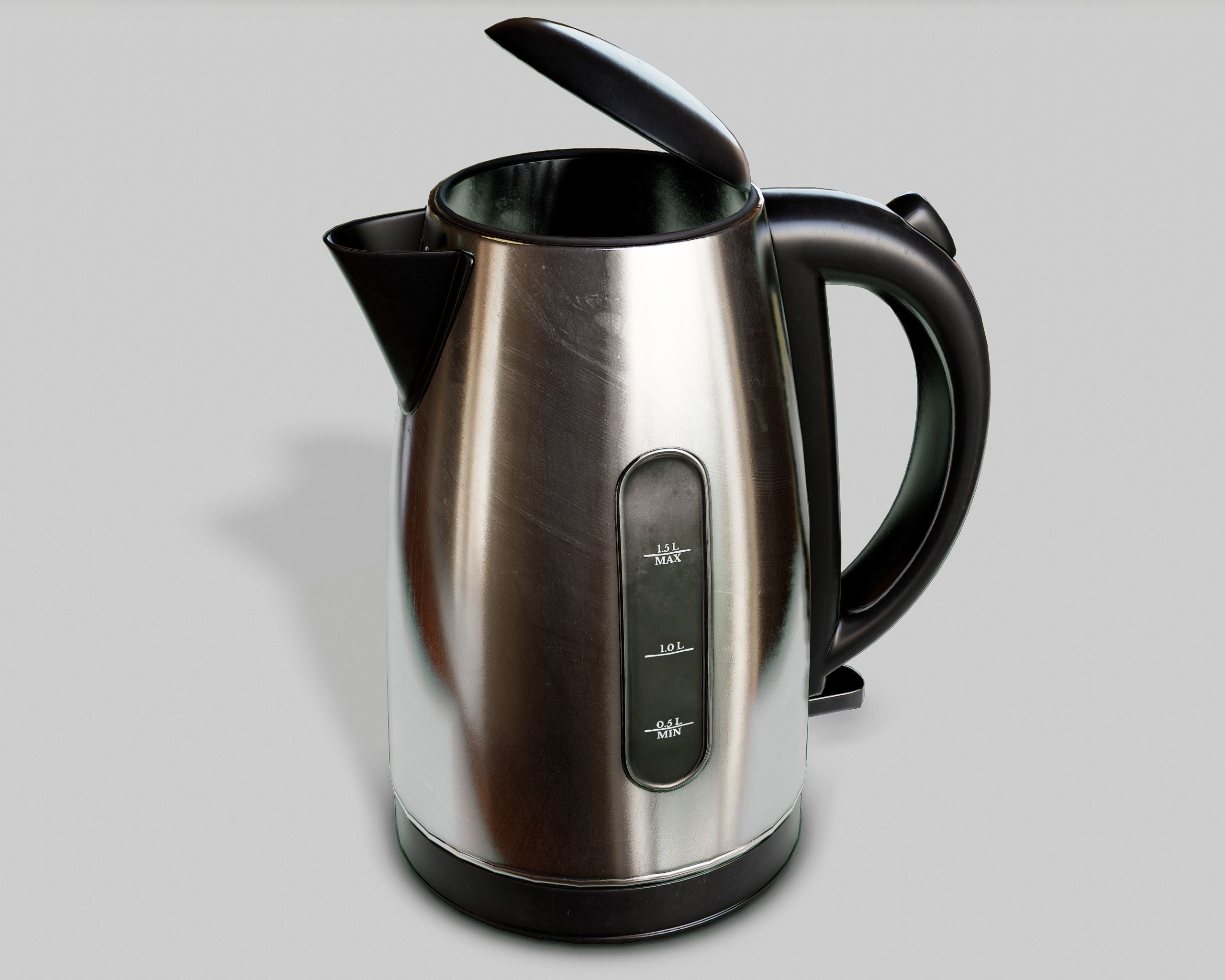 Game Ready Kettle stainless steel electric Low-poly 3D model_2