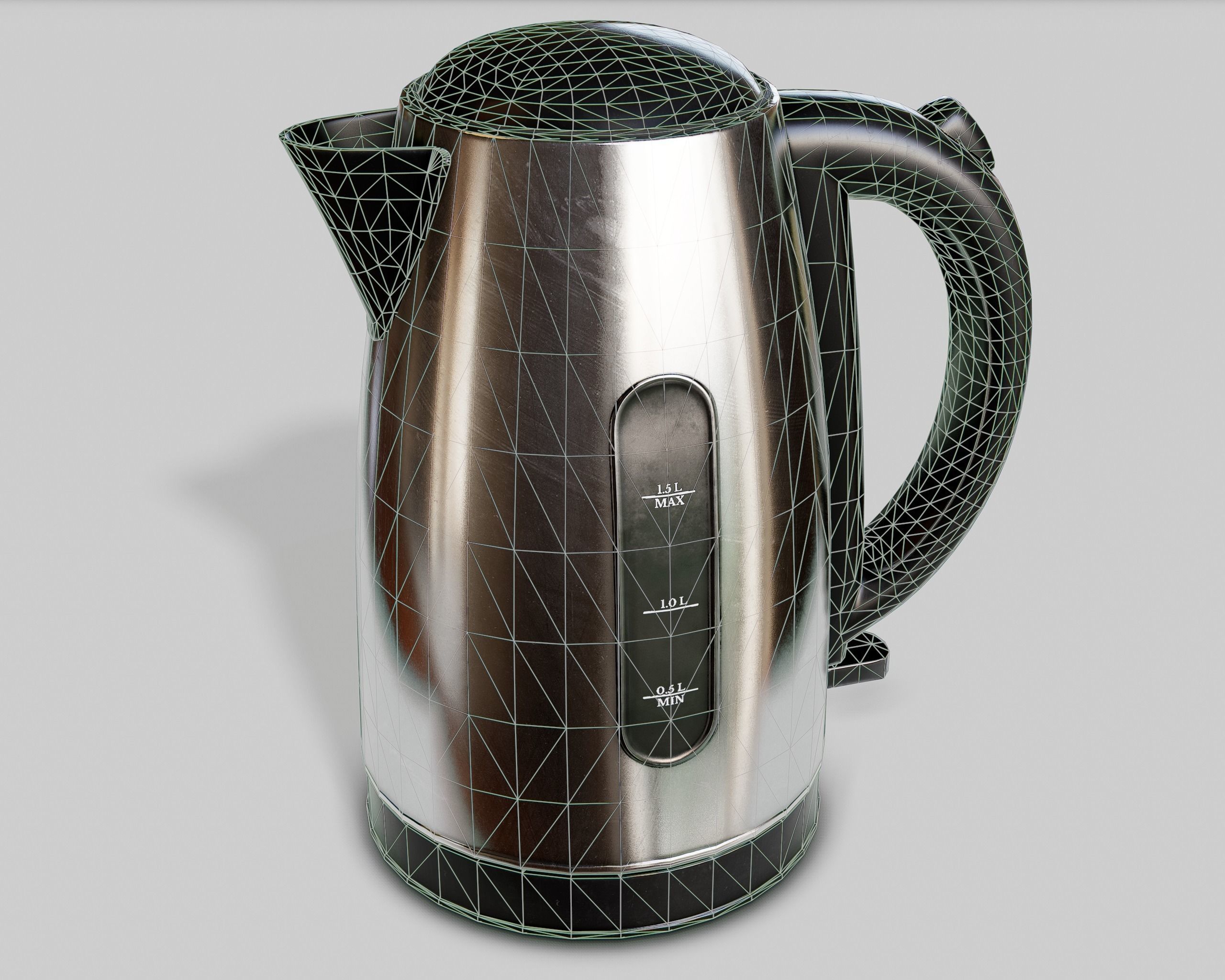 Game Ready Kettle stainless steel electric Low-poly 3D model_4