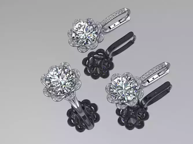 Flower  diamond earrings and ring