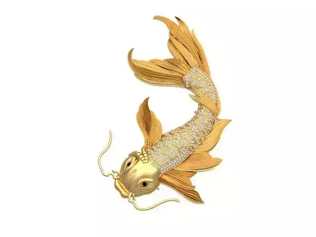 Golden Fish Hip Hop Diamond Necklace  3D print model