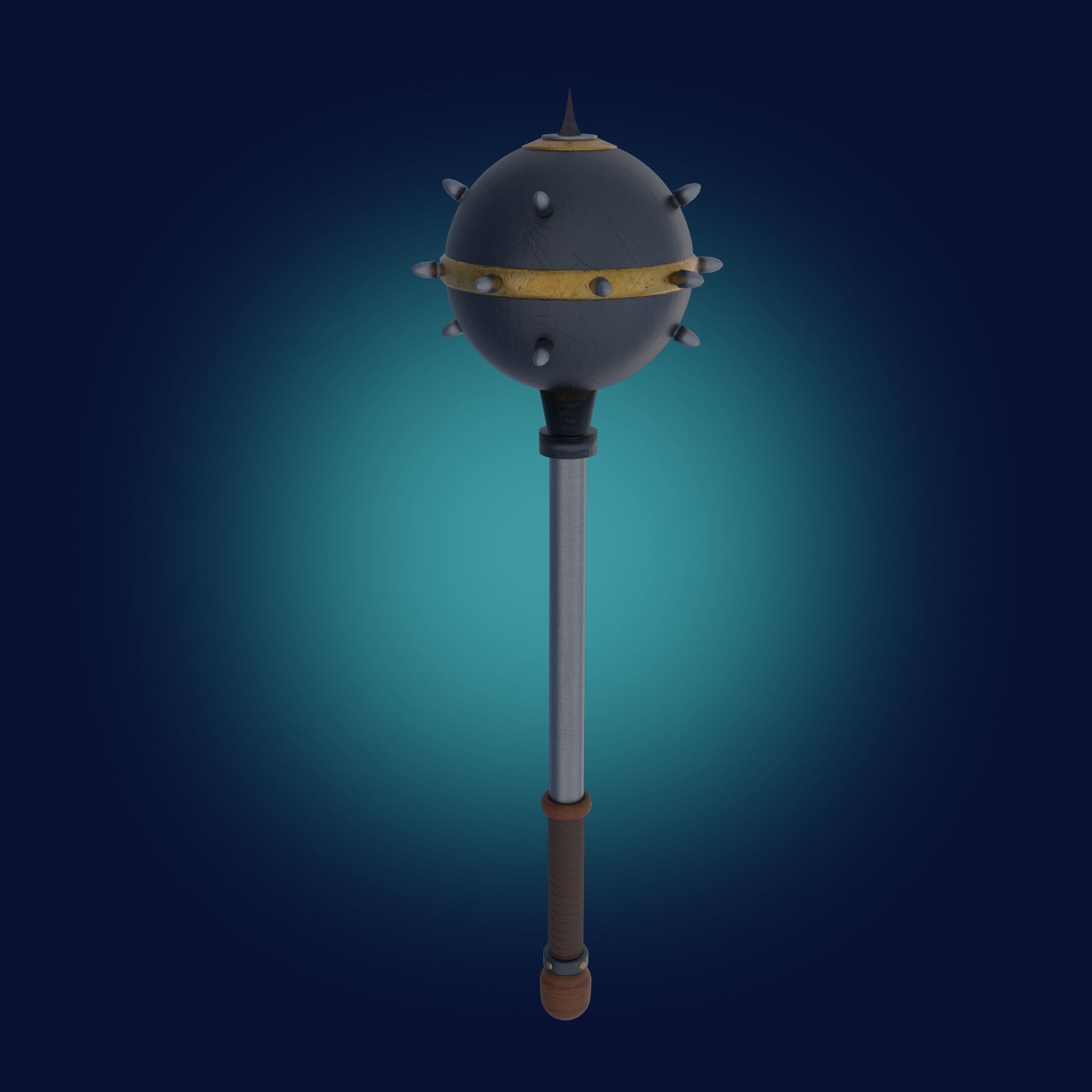 Medieval Realistic Black Metal Mace Melee Weapon PBR  Free 3D model_3