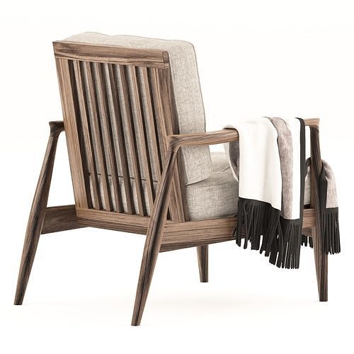 Modern armchair with blanket 3D model 2