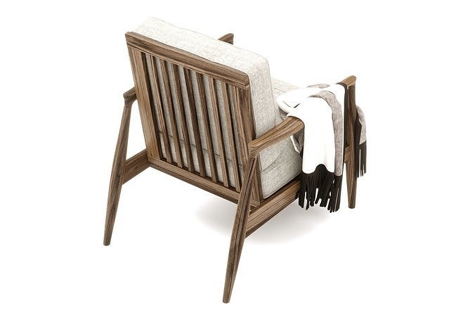 Modern armchair with blanket 3D model 5