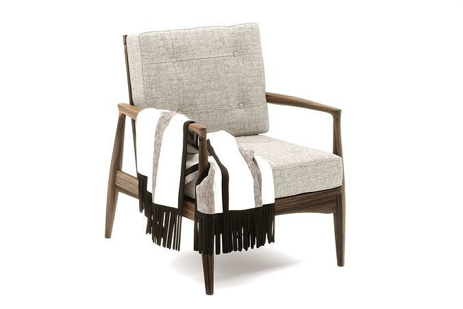 Modern armchair with blanket 3D model 7