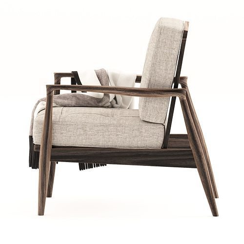 Modern armchair with blanket 3D model 3