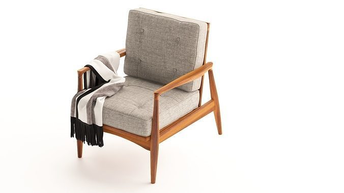 Modern armchair with blanket 3D model 6