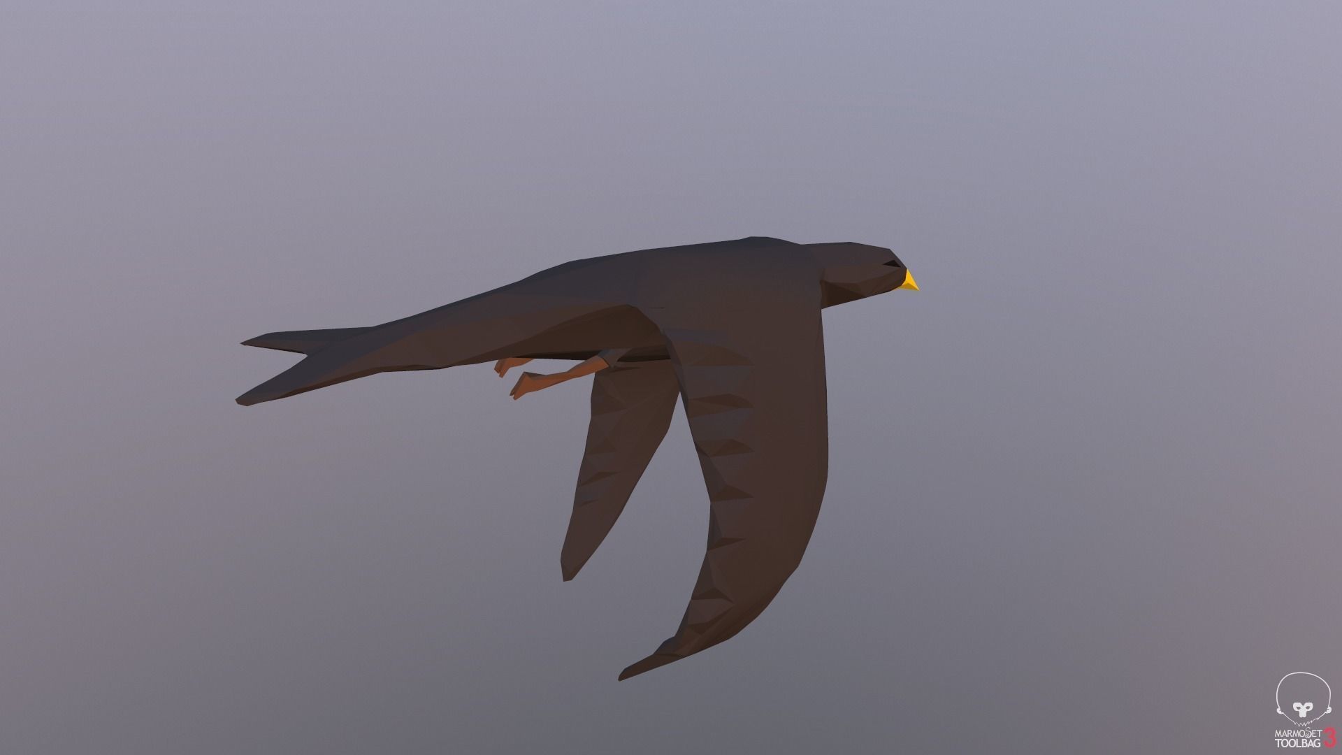 Lowpoly bird flying in air Low-poly 3D model_14