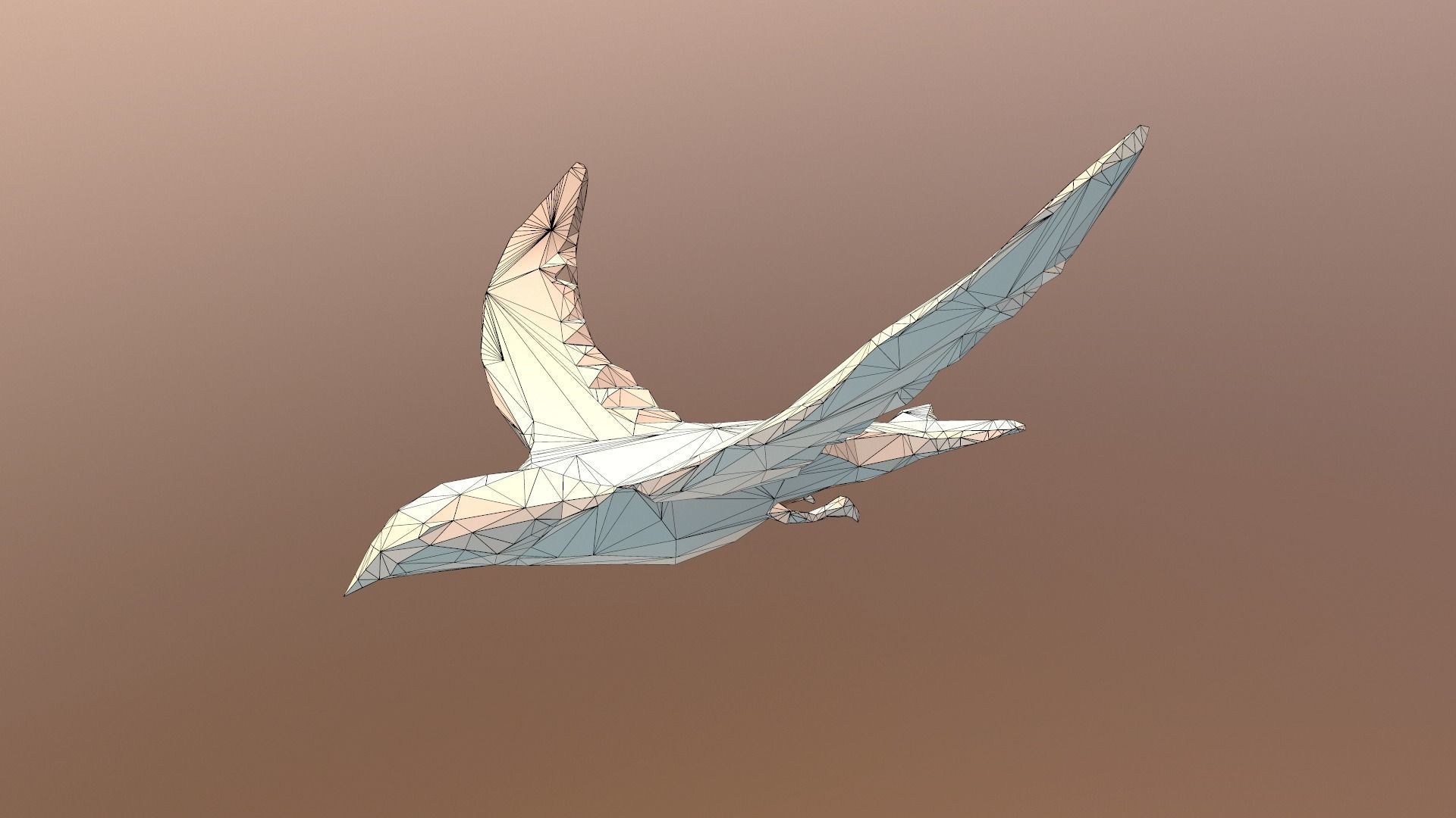 Lowpoly bird flying in air Low-poly 3D model_6
