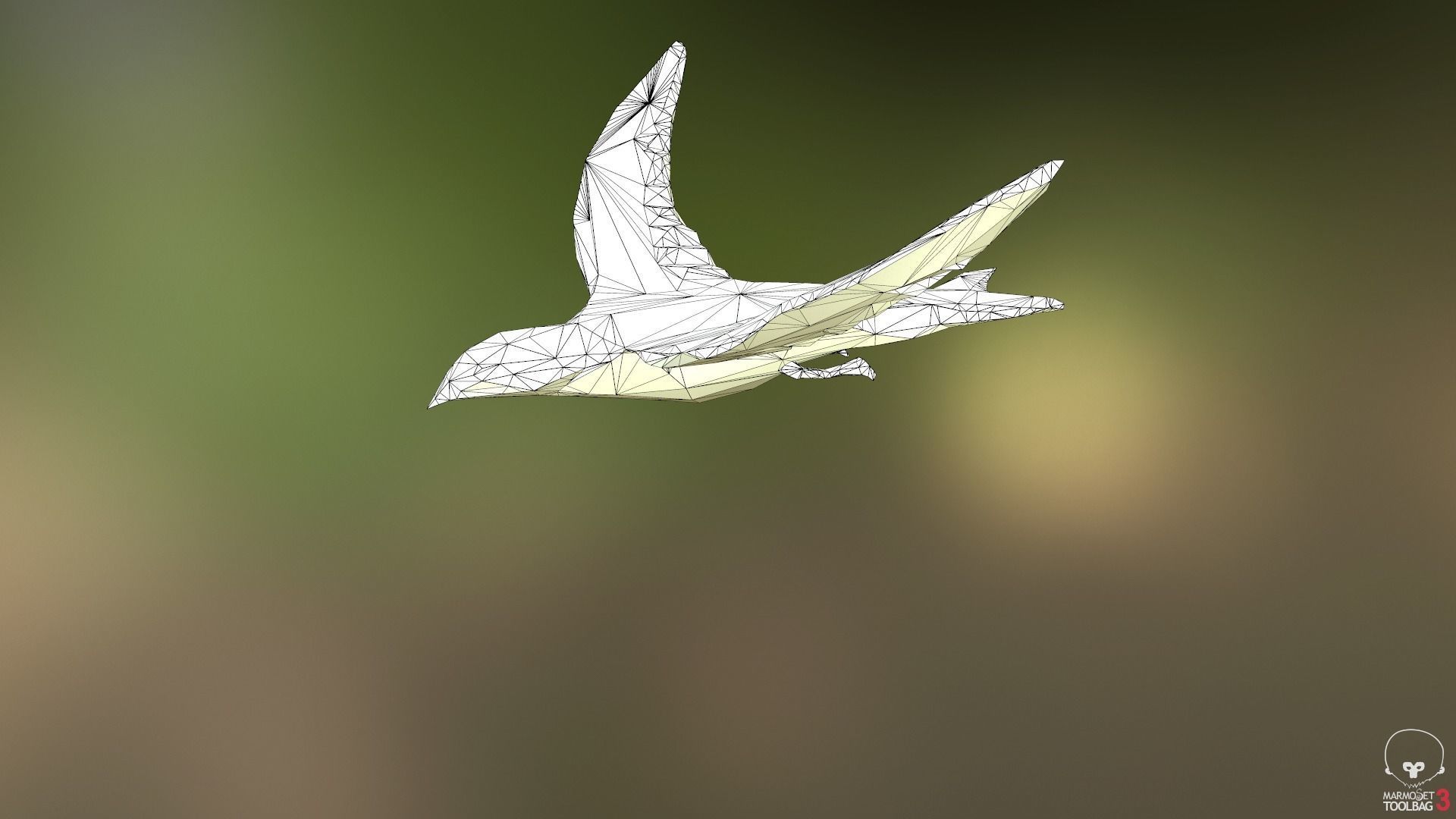 Lowpoly bird flying in air Low-poly 3D model_25