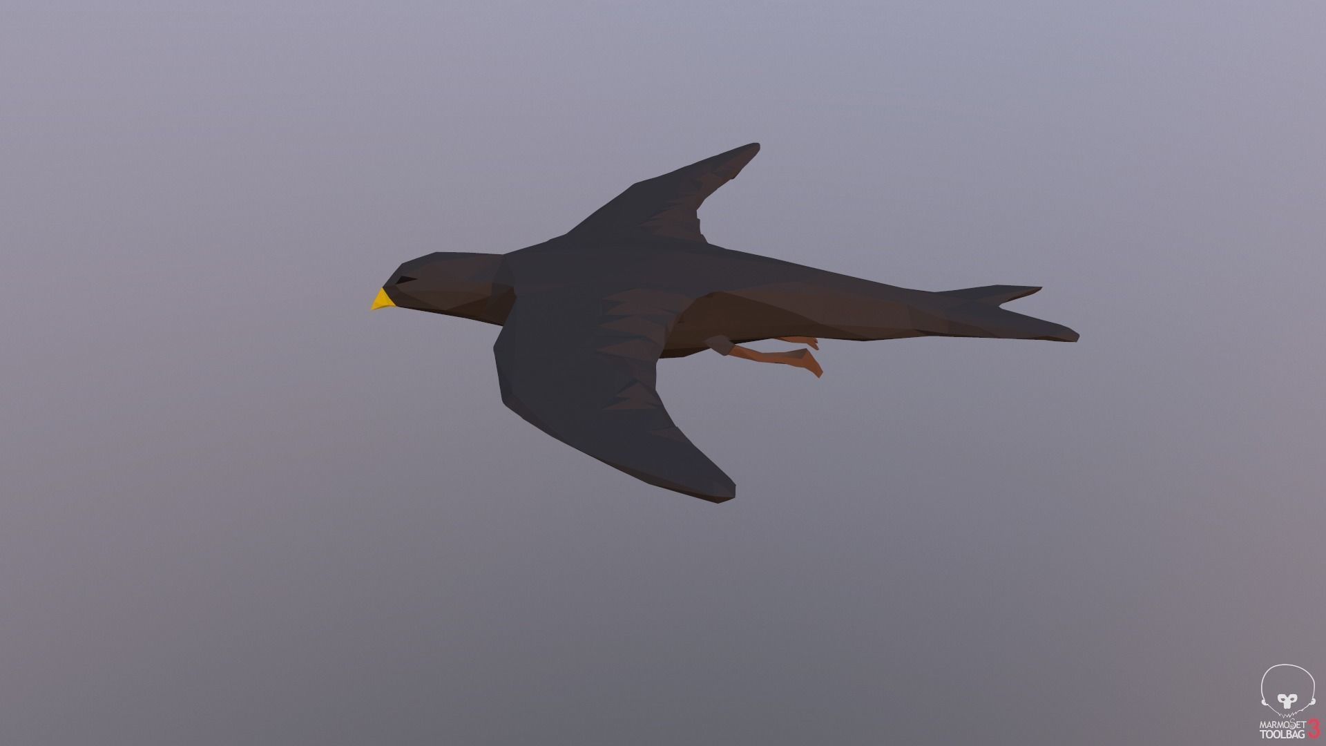 Lowpoly bird flying in air Low-poly 3D model_13