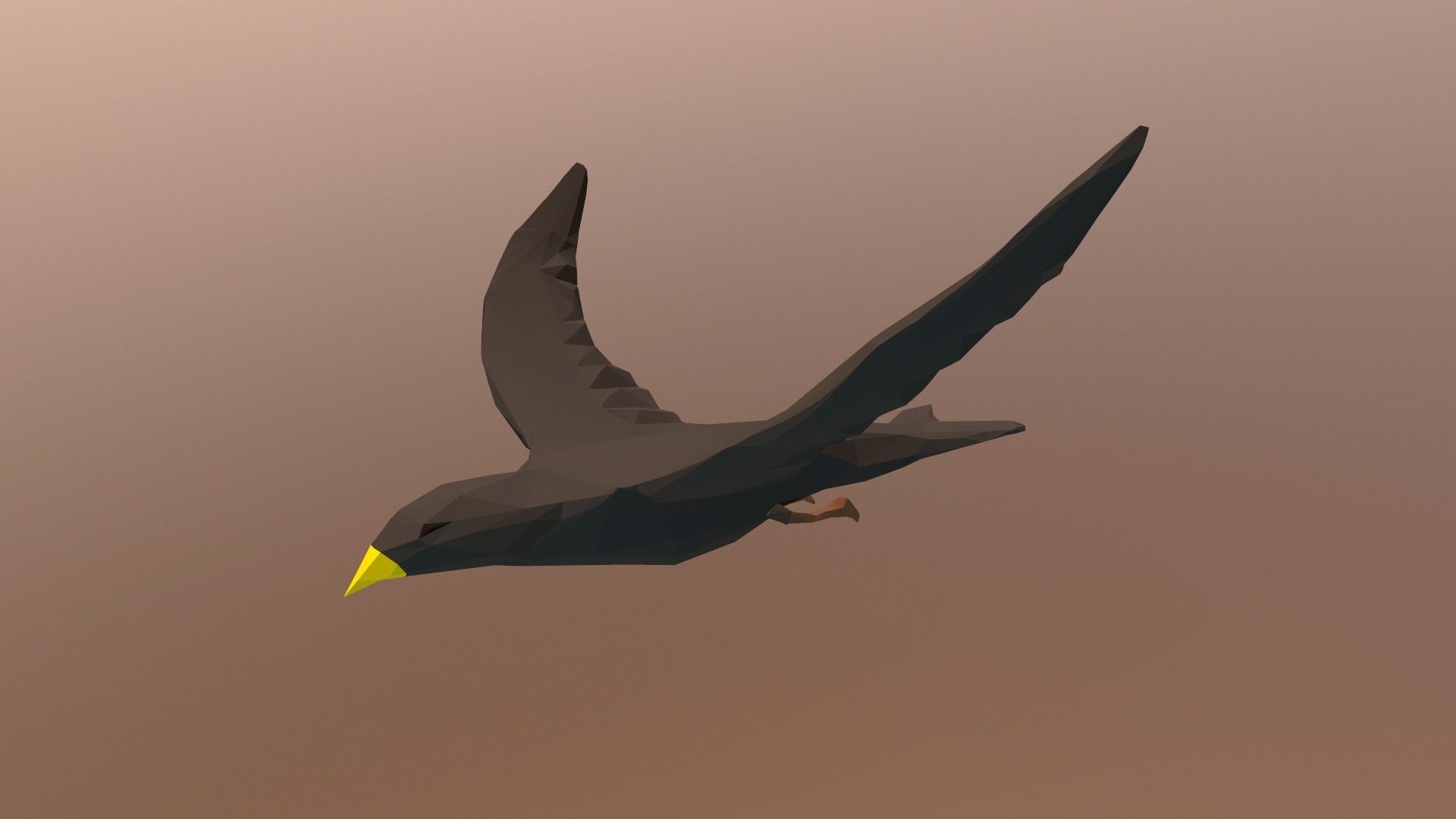 Lowpoly bird flying in air Low-poly 3D model_7