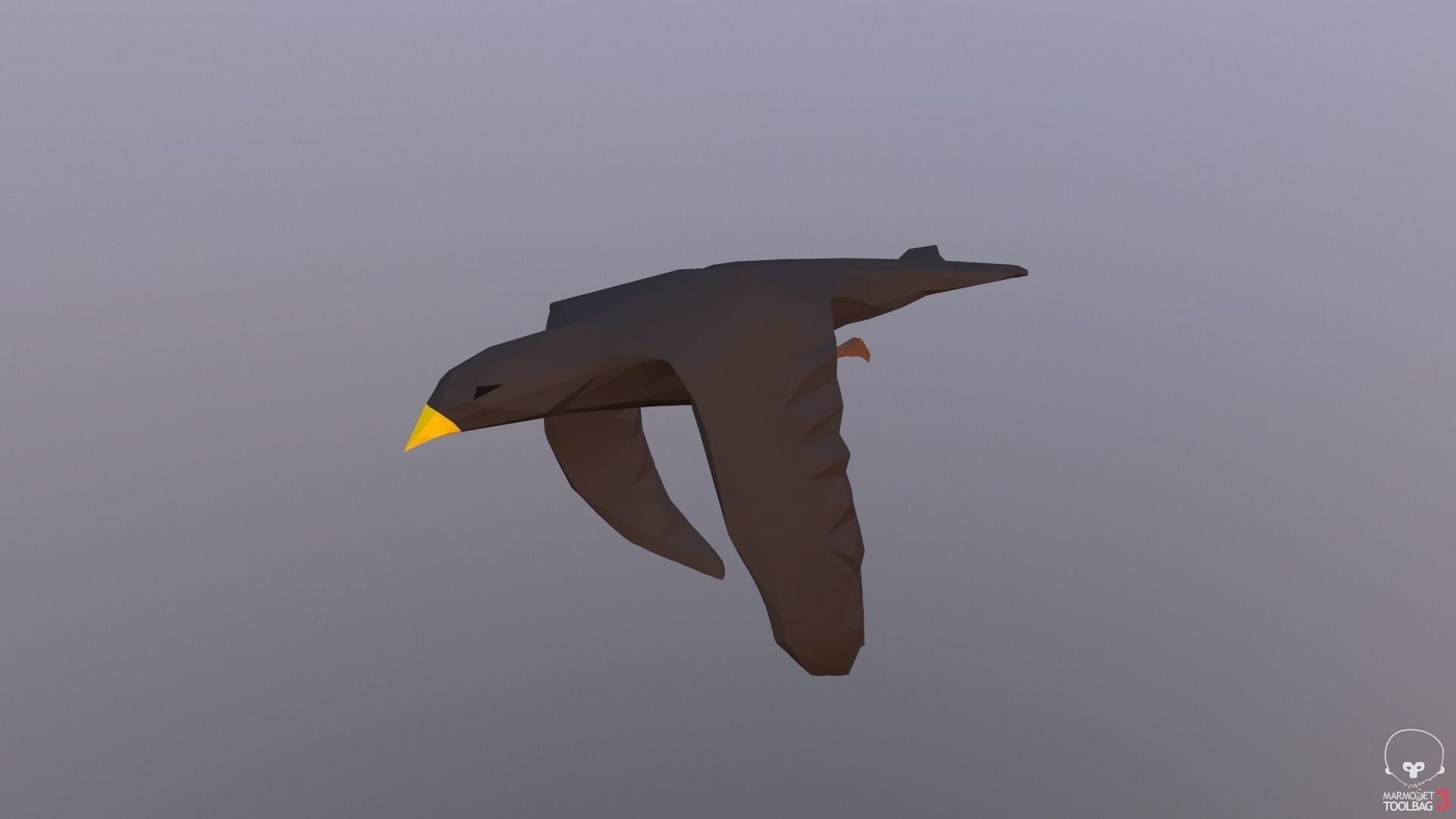 Lowpoly bird flying in air Low-poly 3D model_21