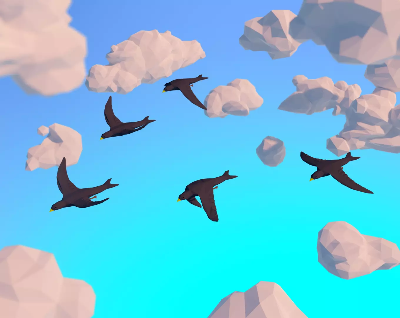 Lowpoly bird flying in air Low-poly 3D model_0